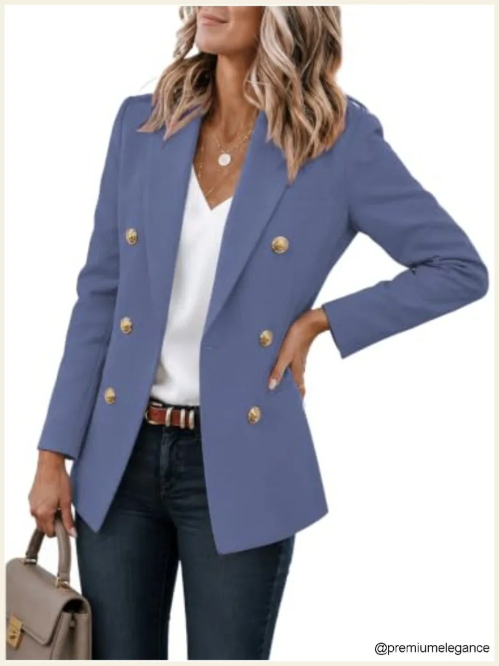 Women's Double Breasted Blazer - Open Front Long Sleeve Full Lined Suit Jacket